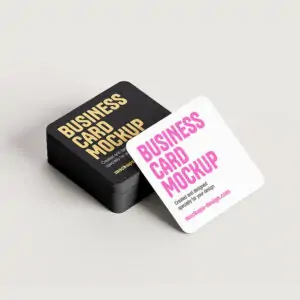 Free Rounded Square Business Card Mockup
