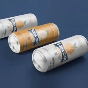 Free Three Beverage Can Mockup (PSD)