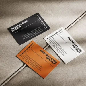 Free Business Card Mockup Isolated On Fabric - PSD