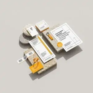 Free Stationery on Terrazzo Stone Mockup (PSD))