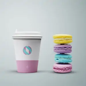 Free Coffee Cup with Cookies Mockup - PSD