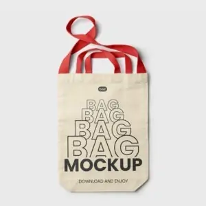 Free Double Handle Tote Bag Mockup (PSD)