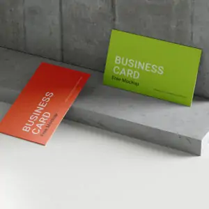 Free Business Card on Marble Wall Mockup - PSD