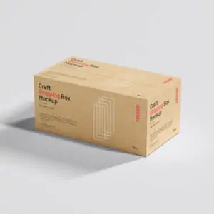 Free Craft Shipping Box Mockup (PSD)