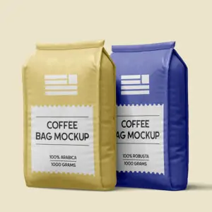 Free Two Foil Coffee Bag Mockup (PSD)