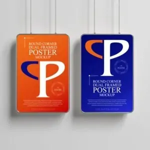 Free Wall Frame Hanging Poster Mockup (PSD)