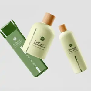 Free Cosmetic Bottles & Box Mockup - PSD
