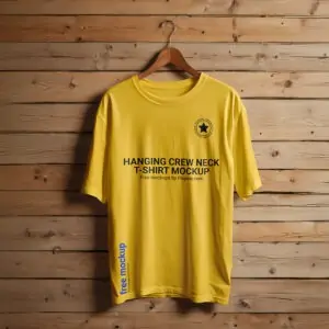 Free Hanging Crew Neck T-Shirt Mockup (PSD)