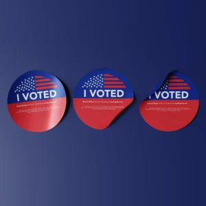 Round Sticker I Voted Sticker Mockup (PSD)