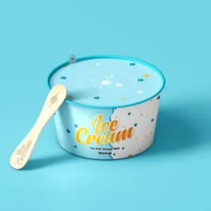 Free Ice Cream Cup & Wooden Stick PSD-Mockup