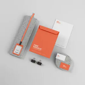Free Isometric Stationery Branding Mockup (PSD)