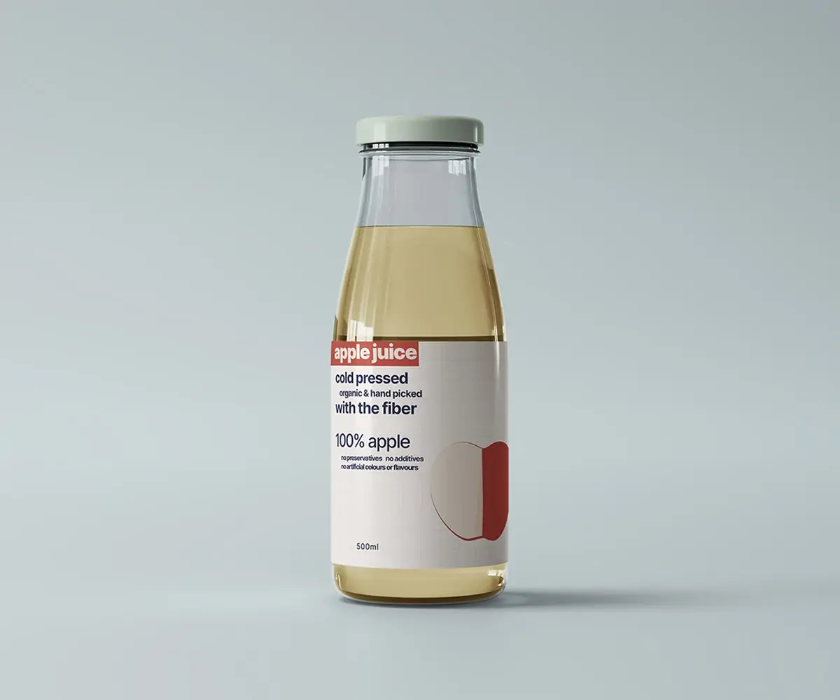 Free Glass Juice Bottle Mockup (PSD)