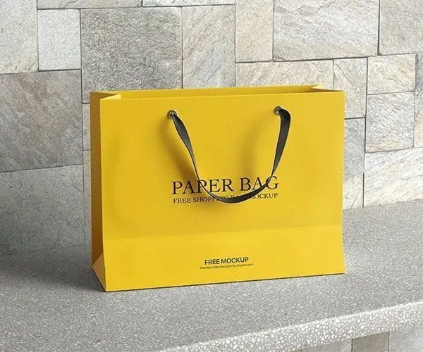 Free Recycled Paper Shopping Bag Mockup (PSD)