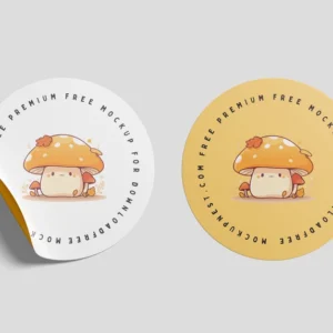 Free Round Sticker Mockup (PSD)