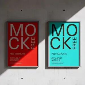 Street Citylight / Wall Poster Mockup (PSD)