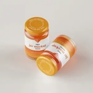 Free Honey Glass Jar Mockup (PSD)