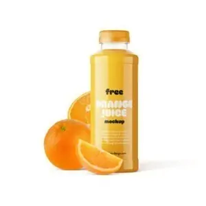 Free Orange Juice Plastic Bottle Mockup (PSD)