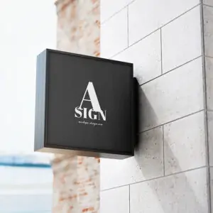 Free hanging Square Sign mockup (PSD)