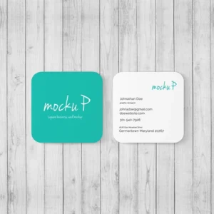 Free Square Rounded Corner Business Card Mockup (PSD)