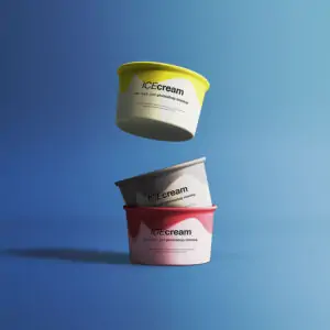Free Ice Cream Floating Cups Mockup - PSD