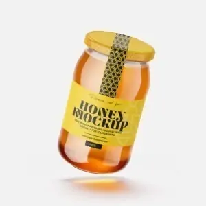 Free Large Honey Glass Jar Mockup (PSD)
