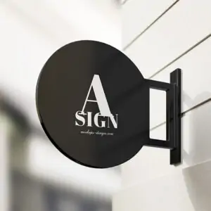 Rounded Shop Sign Mockup (PSD)