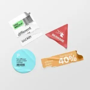 Free Adhesive Sticker Mockup (PSD)