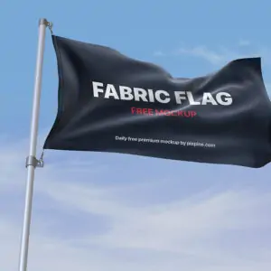 Free Fabric Flag Outdoor Mockup-PSD