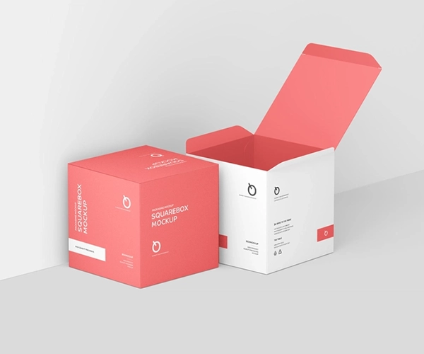 Free Realistic Square Paper Box Mockup (PSD)