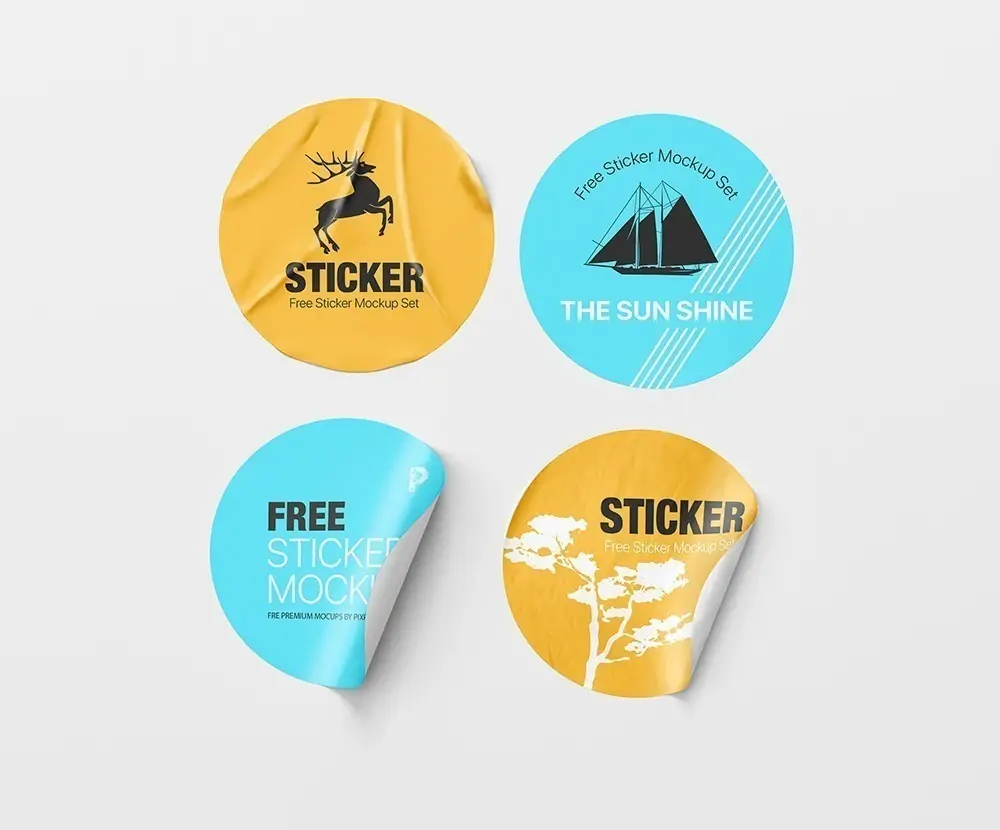 Free Round Sticker Mockup (PSD)