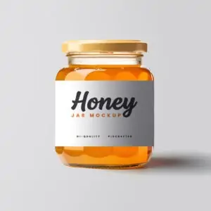 Free Honey Glass Jar Mockup (PSD)