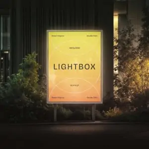 Free Outdoor Lightbox At Night Mockup (PSD)
