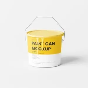 Free Plastic Paint Bucket  with Paint Dripping Mockup (PSD)