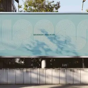 Free Outdoor Wall Banner Mockup (PSD)