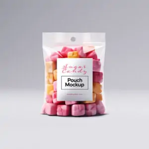Free Sugar Candy Plastic Pouch Mockup (PSD)