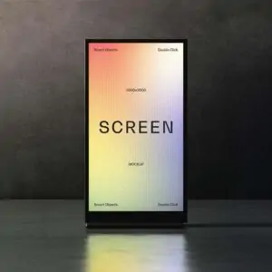 Free Outdoor Vertical Glowing Screen Mockup (PSD)