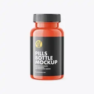Free Glossy Plastic Pills Bottle Mockup (PSD)