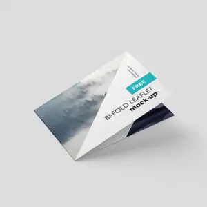 Free Horizontal Bi-Fold Leaflet / Brochure Mockup (PSD)
