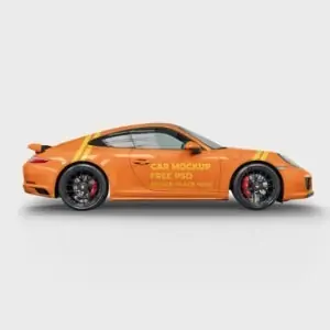 Free Porsche Sport Car Side View Mockup (PSD)