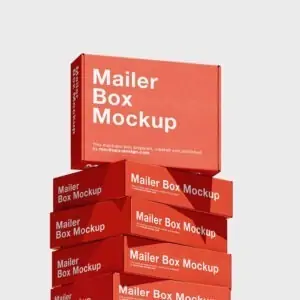 Free Stack of Red Cardboard Boxes Mockup (PSD)