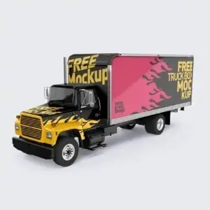 Free Ford Box Cargo Truck (PSD)