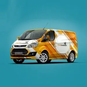 Free Ford Delivery Van Mockup (PSD)