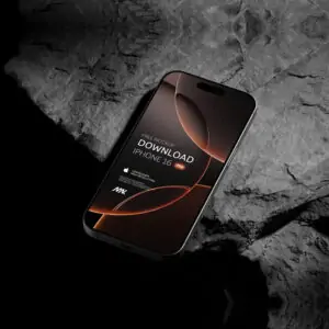 Free Titanium iPhone 16 Pro Mockup On Black Rock (PSD)