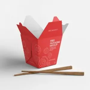 Free Chinese Food Packaging Box Mockup (PSD)