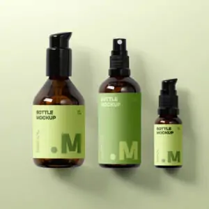Free Cosmetics Packaging Glass Bottle Mockup (PSD)