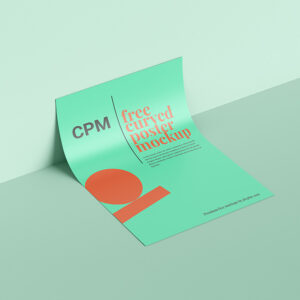 Free Curved Wall Poster Mockup (PSD)