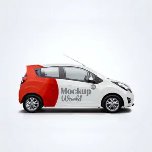 Free Hatchback Electric Car Mockup (PSD)