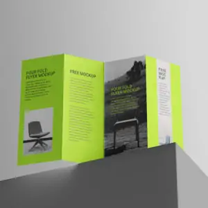 Free Four Fold Brochure / Flyer Mockup (PSD)