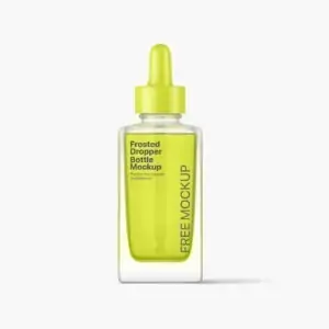 Free Frosted Square Dropper Bottle Mockup (PSD)