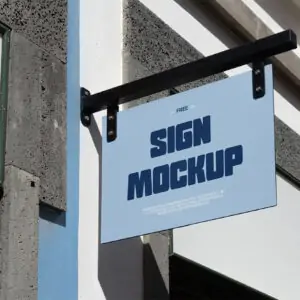 Free Storefront Hanging Rectangle Sign Mokcup (PSD)